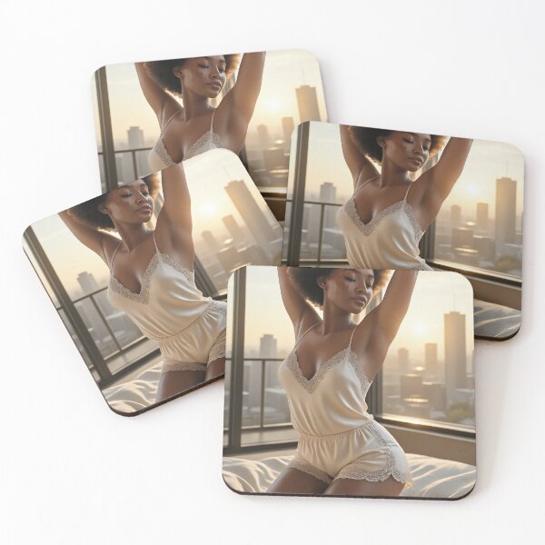Item preview, Afro woman silk playsuit city sunrise renewal designed and sold by CathryneDelamort.