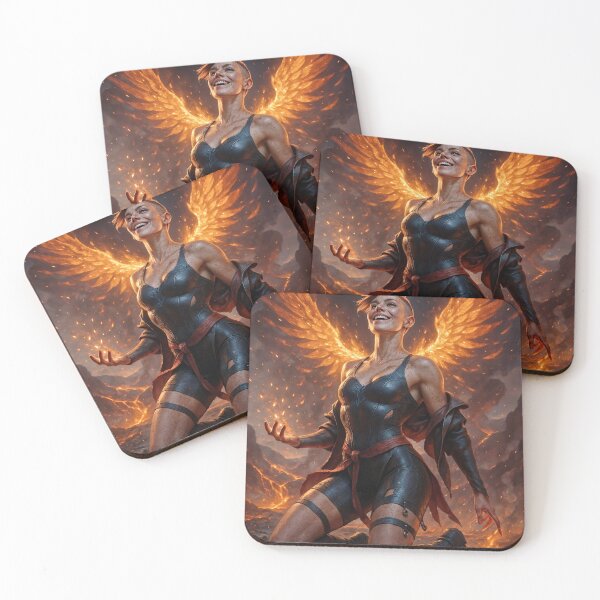 Item preview, Fiery Phoenix rebirth kneeling on ash designed and sold by CathryneDelamort.