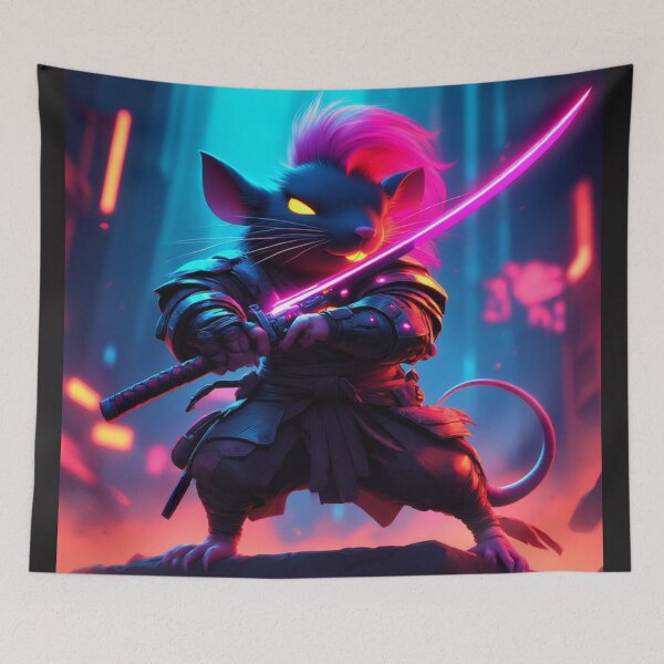 Item preview, Cyberpunk Rat Ninja with a Glowing Katana designed and sold by SweetRossel.