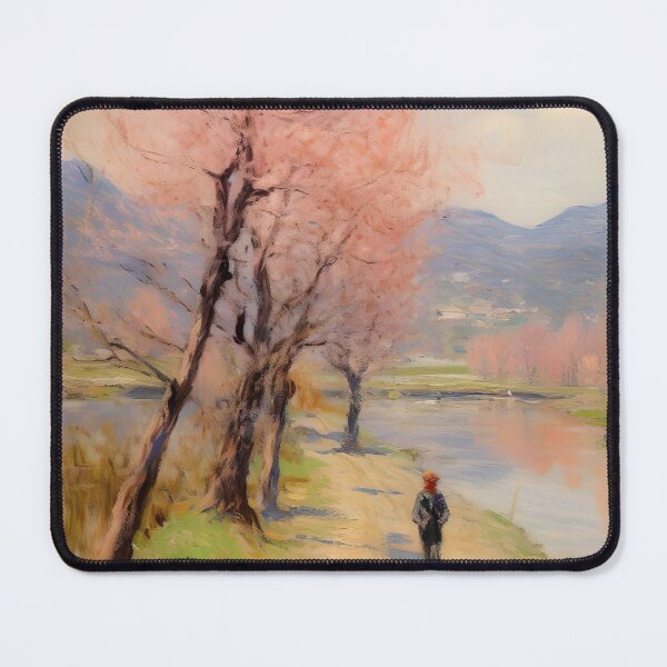Item preview, Cherry Blossom Tree Painting, Pink Riverscape Art designed and sold by SavageVision.