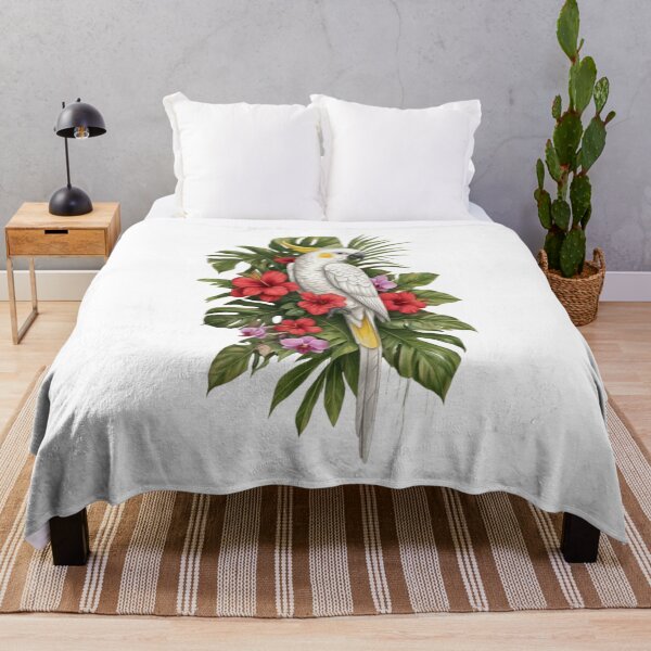 Item preview, Yellow-crested Cockatoo, Hibiscus and Tropical Monstera designed and sold by CHRIST5000.