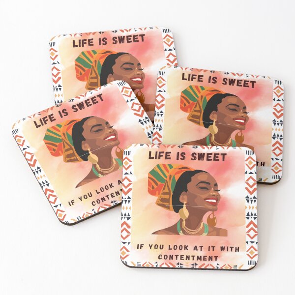 Item preview, Life is sweet Contentment quote African Woman, designed and sold by AMBAYK.