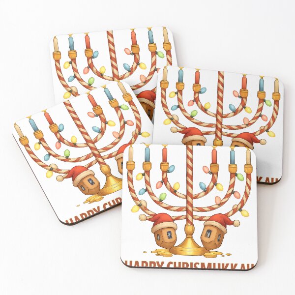 Item preview, Funny Chrismukkah Menorah Art – Candy Cane Chaos, AI Holiday Mashup designed and sold by Jerusalem Shuk.