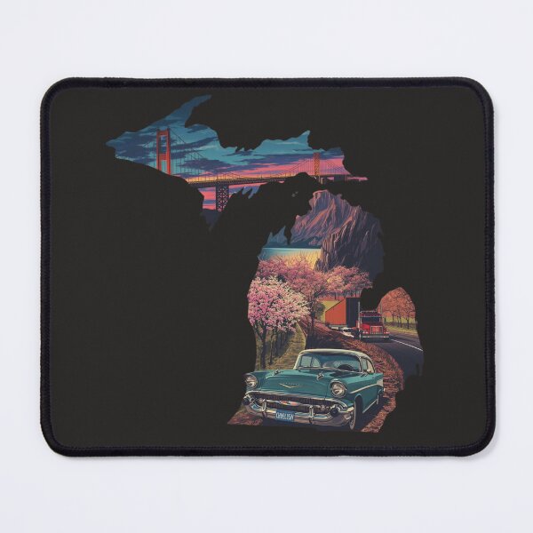 Item preview, Michigan Pride Art Print – Golden Gate Bridge & Classic Chevy Bel Air Silhouette Design designed and sold by TitanRN.