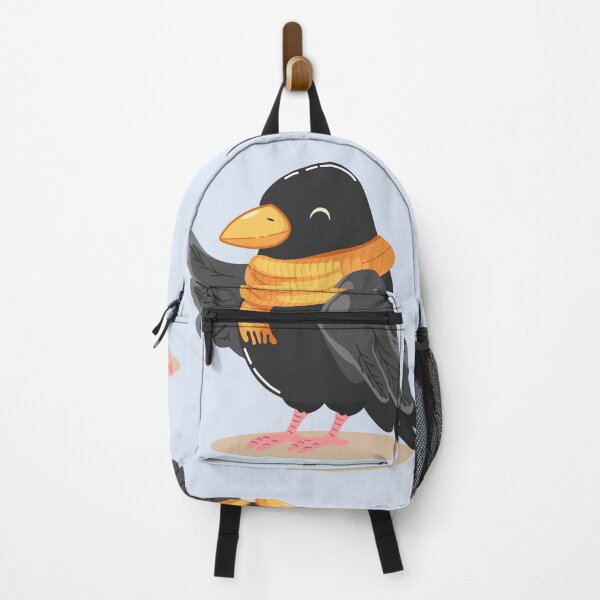 Item preview, Cute Black Bird Wearing a Cozy Orange Scarf Cartoon Illustration designed and sold by Mariia Berezhna.