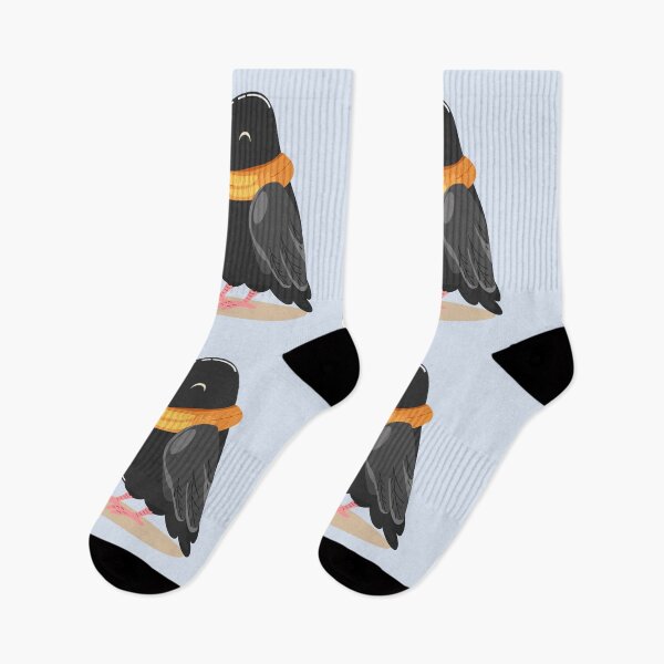Item preview, Cute Black Bird Wearing a Cozy Orange Scarf Cartoon Illustration designed and sold by Mariia Berezhna.