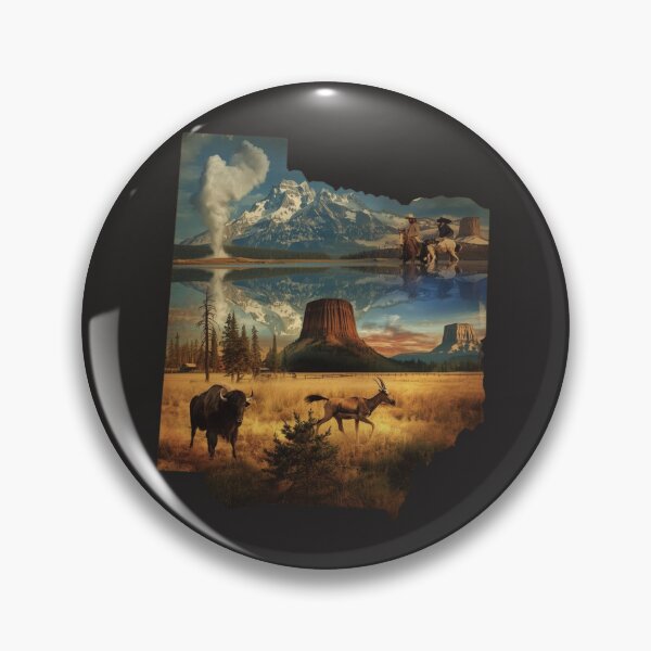 Item preview, Wyoming Pride Silhouette Art – Cowboys, Devils Tower & Bison Western Landscape Design designed and sold by TitanRN.