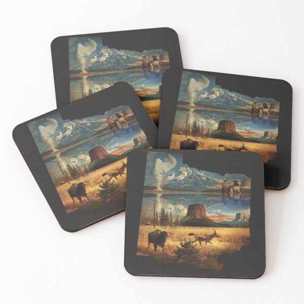 Item preview, Wyoming Pride Silhouette Art – Cowboys, Devils Tower & Bison Western Landscape Design designed and sold by TitanRN.