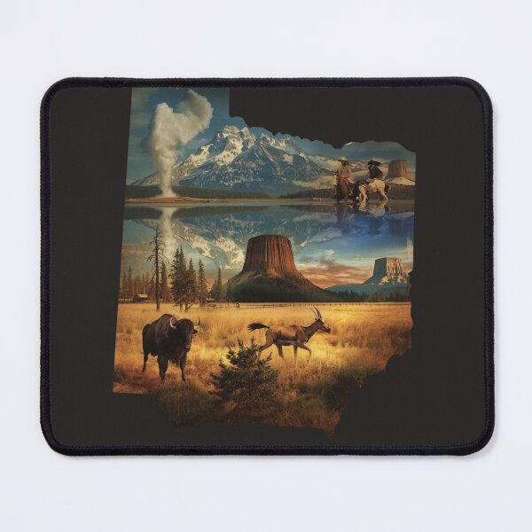 Item preview, Wyoming Pride Silhouette Art – Cowboys, Devils Tower & Bison Western Landscape Design designed and sold by TitanRN.