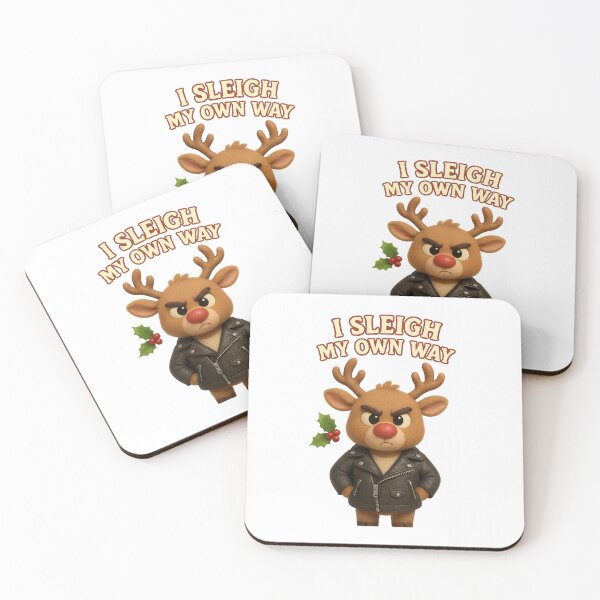 Item preview, Cute Rebel Reindeer - I Sleigh My Own Way Reindeer | Kawaii Fun Holiday Christmas Art designed and sold by Moons Studio.