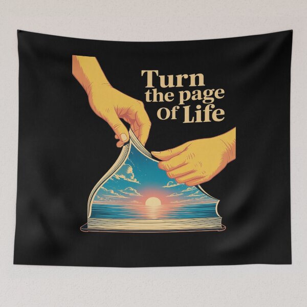 Item preview, Turn the Page of Life Quote Gold Sky Blue designed and sold by CultureSpec.