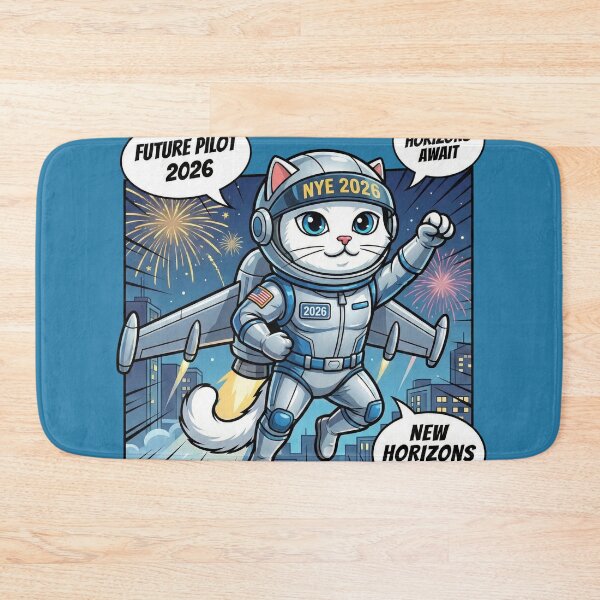 Item preview, Superhero Cat Couple Flying into 2026 | Comic Style New Year Heroes designed and sold by E-SarnEdge.