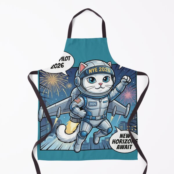 Item preview, Superhero Cat Couple Flying into 2026 | Comic Style New Year Heroes designed and sold by E-SarnEdge.