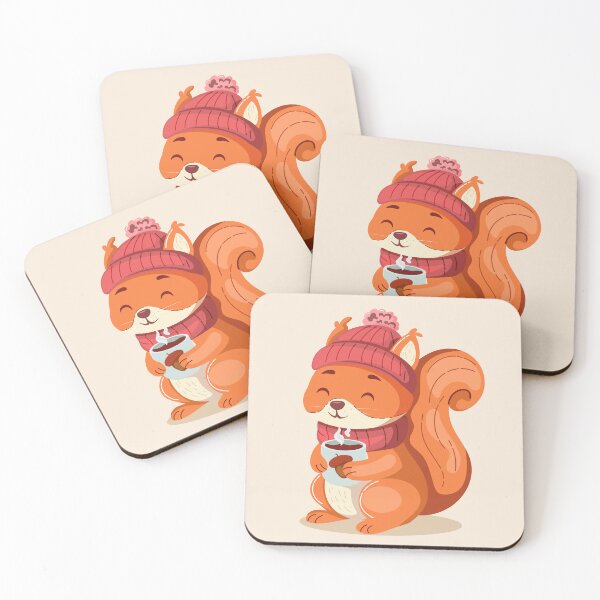 Item preview, Cute Cozy Squirrel in Winter Hat Holding a Hot Drink designed and sold by Mariia Berezhna.
