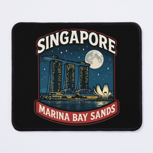 Item preview, Singapore Marina Bay Sands Night Retro Travel designed and sold by TomFrontierArt.