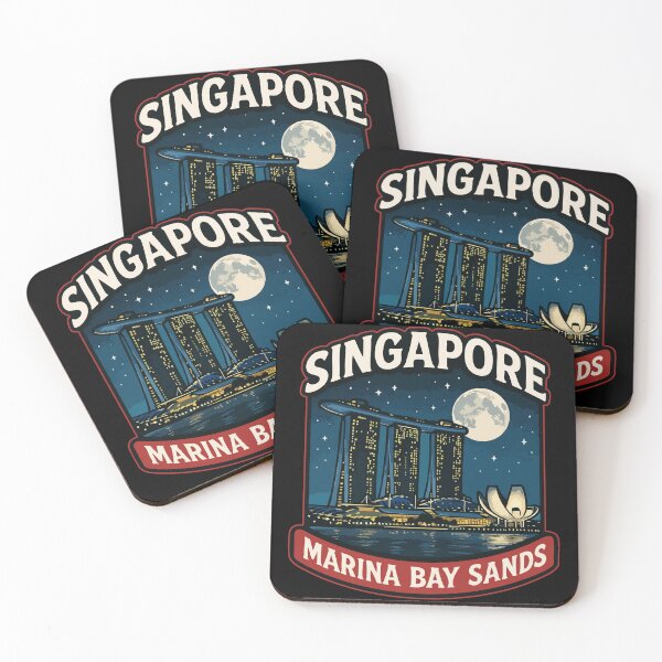 Item preview, Singapore Marina Bay Sands Night Retro Travel designed and sold by TomFrontierArt.