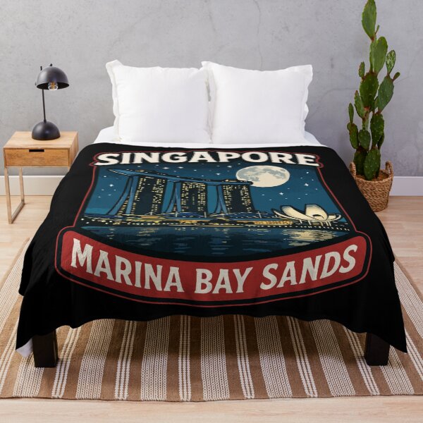 Item preview, Singapore Marina Bay Sands Night Retro Travel designed and sold by TomFrontierArt.