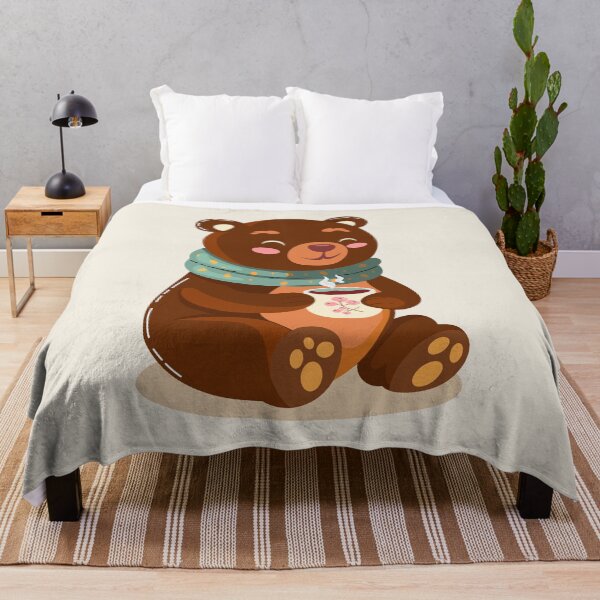 Item preview, Cute Cozy Bear with Scarf Holding a Hot Drink designed and sold by Mariia Berezhna.