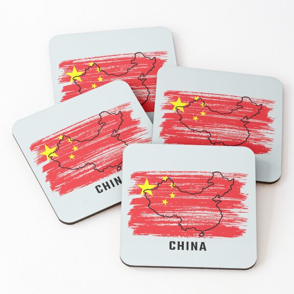 Item preview, China Map Outline on Grunge Flag Brush Stroke designed and sold by mashmosh.