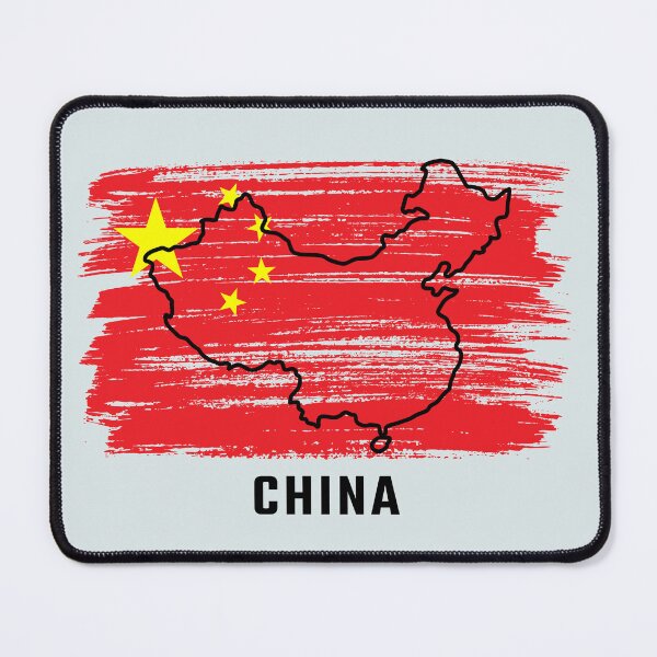 Item preview, China Map Outline on Grunge Flag Brush Stroke designed and sold by mashmosh.
