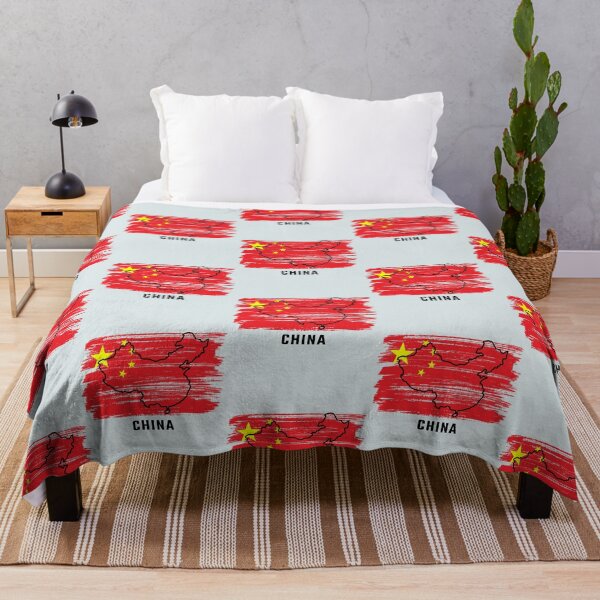 Item preview, China Map Outline on Grunge Flag Brush Stroke designed and sold by mashmosh.