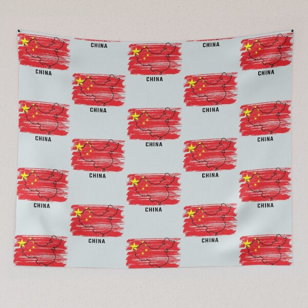 Item preview, China Map Outline on Grunge Flag Brush Stroke designed and sold by mashmosh.