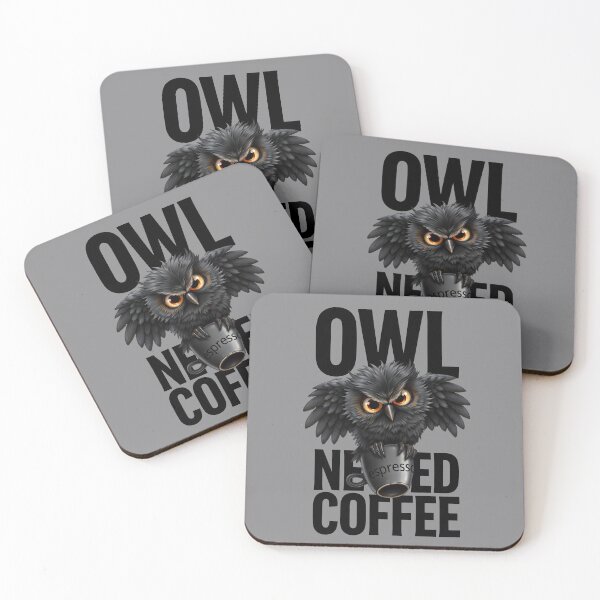 Item preview, Owl Need Coffee, Black Owl, Coffee Humor designed and sold by QuirkySpark.