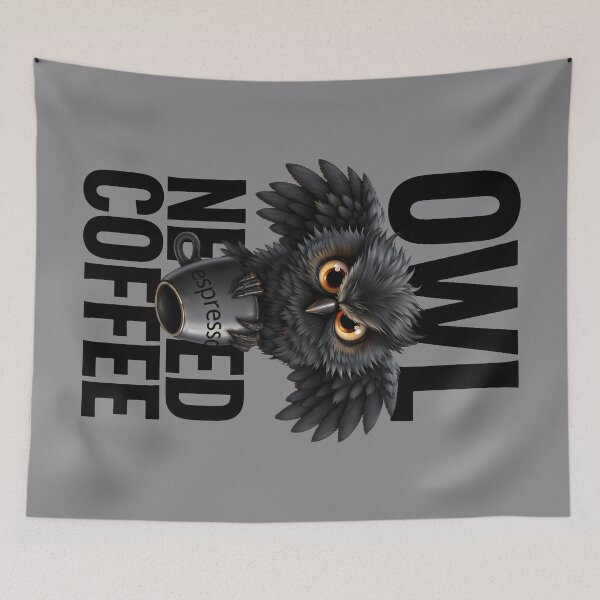 Item preview, Owl Need Coffee, Black Owl, Coffee Humor designed and sold by QuirkySpark.