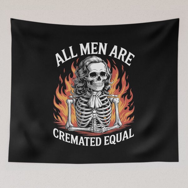 Item preview, All Men Are Cremated Equal Skeletons Historical Halloween  designed and sold by lilLilaBatArt.