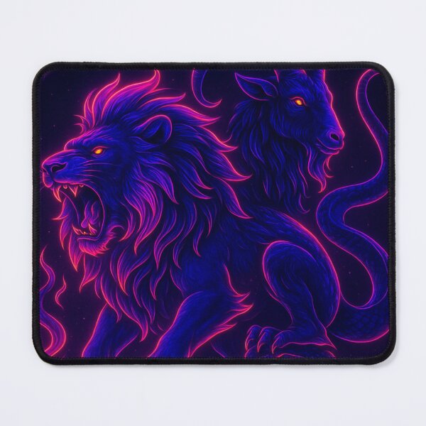 Item preview, Neon Chimera – Glowing Cyber Mythical Beast Art designed and sold by GolabMagic.