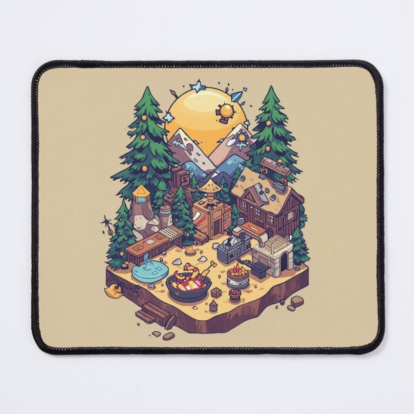 Item preview, Isometric Survival Game Base Camp Graphic | Cozy Cabin Crafting Scene Print | Blocky Wilderness Adventure T-Shirt PNG Digital Download designed and sold by HimBoo.