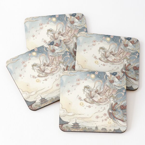 Item preview, Celestial Maidens: Cherry Blossom Dance Over the Ancient City designed and sold by WagyuDesigns.