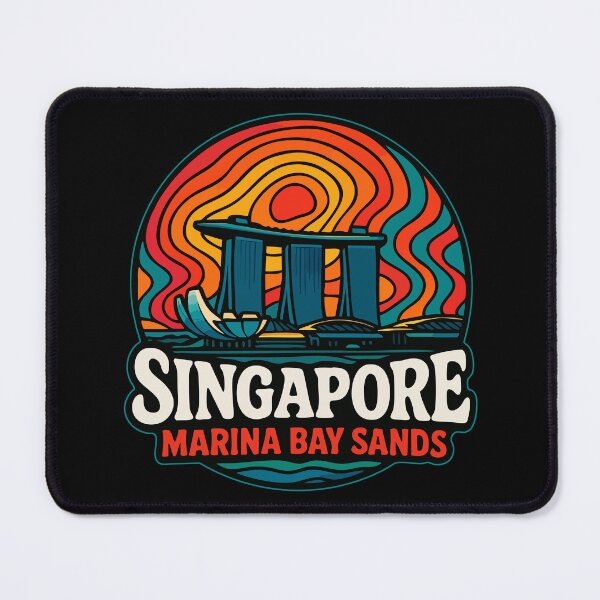 Item preview, Singapore Marina Bay Sands Retro Trippy Travel designed and sold by TomFrontierArt.
