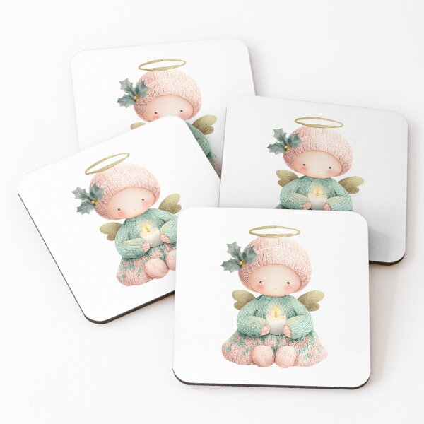 Item preview, Cozy Knitted Angel Sticker – Pink Mint Candle Glow designed and sold by Teecha45.