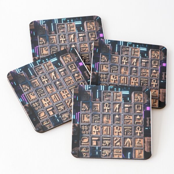 Item preview, Tiles & Blocks Design, Cyberpunk Egyptian Hieroglyphics, symmetrical textures (image size 8320x12480) designed and sold by Digital-Davinci.