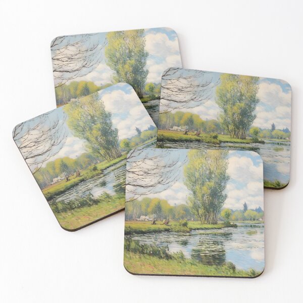 Item preview, Vintage Lake Painting, Antique Spring Nature Scene designed and sold by SavageVision.