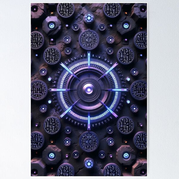 Item preview, Tiles & Blocks Design, Cyberpunk Egyptian Hieroglyphics, symmetrical textures (image size 8320x12480) designed and sold by Digital-Davinci.