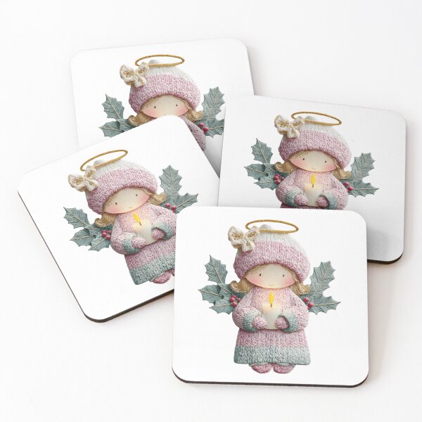 Item preview, Pink Winter Angel Sticker – Cozy Candle & Holly designed and sold by Teecha45.