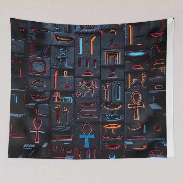 Item preview, Tiles & Blocks Design, Cyberpunk Egyptian Hieroglyphics, symmetrical textures (image size 8320x12480) designed and sold by Digital-Davinci.