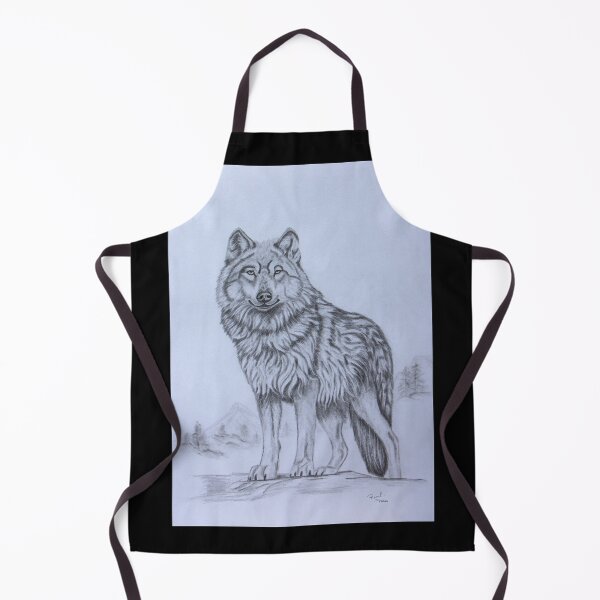 Item preview, wolf sketch in snow on top of a mountain looking at the camera designed and sold by RonelBroderick.