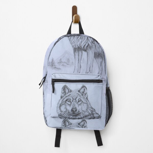 Item preview, wolf sketch in snow on top of a mountain looking at the camera designed and sold by RonelBroderick.