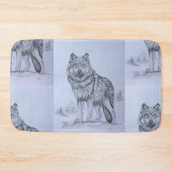 Item preview, wolf sketch in snow on top of a mountain looking at the camera designed and sold by RonelBroderick.