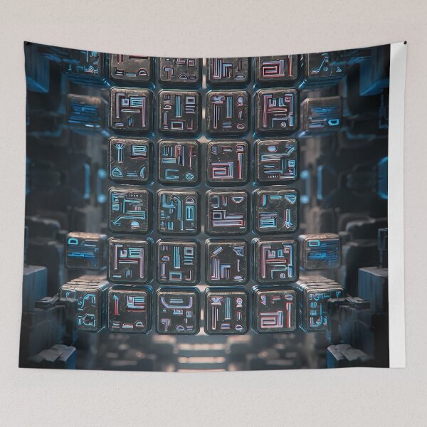 Item preview, Tiles & Blocks Design, Cyberpunk Egyptian Hieroglyphics, symmetrical textures (image size 8320x12480) designed and sold by Digital-Davinci.