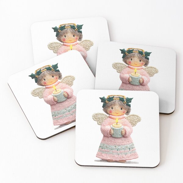 Item preview, Knitted Pink Angel Sticker – Soft Candle Glow designed and sold by Teecha45.
