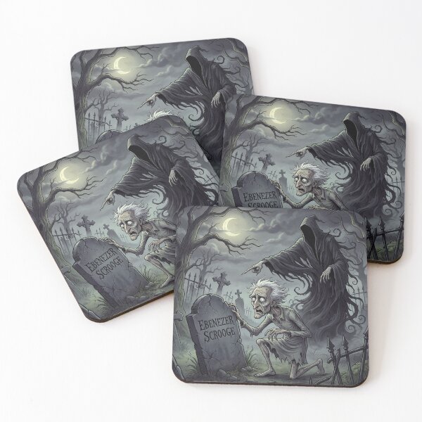 Item preview, Ebeneezer Scrooge sees his grave with his name Gothic illustration designed and sold by Vintage Designs +.