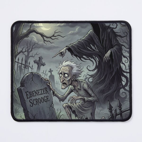 Item preview, Ebeneezer Scrooge sees his grave with his name Gothic illustration designed and sold by Vintage Designs +.