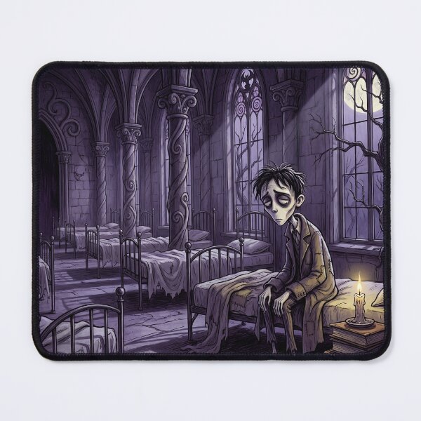 Item preview, Young Ebeneezer Scrooge lonely at Christmas time Gothic illustration designed and sold by Vintage Designs +.