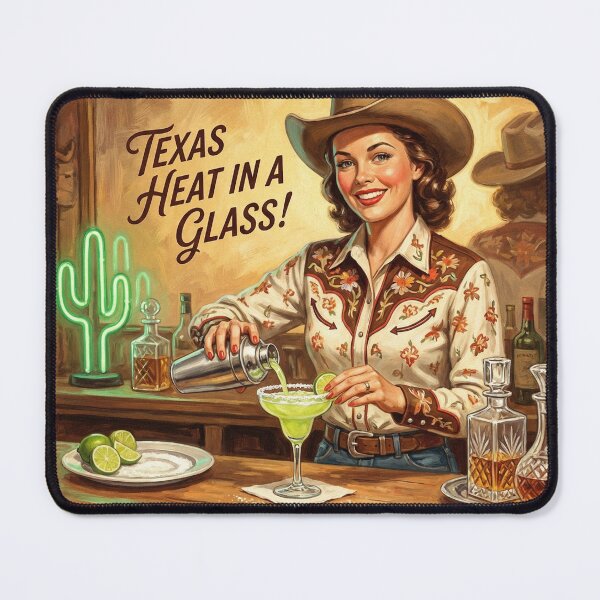Item preview, "MARGARITA – TEXAS HEAT IN A GLASS!" Vintage 1950s Texas Cantina Lady Poster designed and sold by Cozy-Old-Pub.
