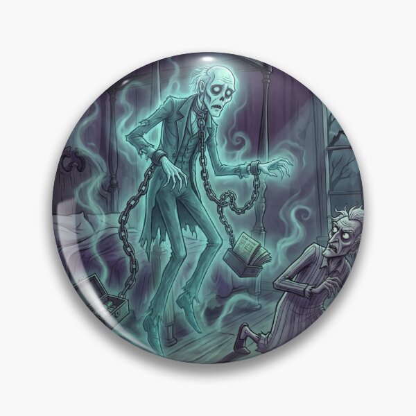 Artikelvorschau, Ebenezer Scrooge trifft den Geist von Marley – eine gotische Illustration entworfen und verkauft von Vintage Designs +.