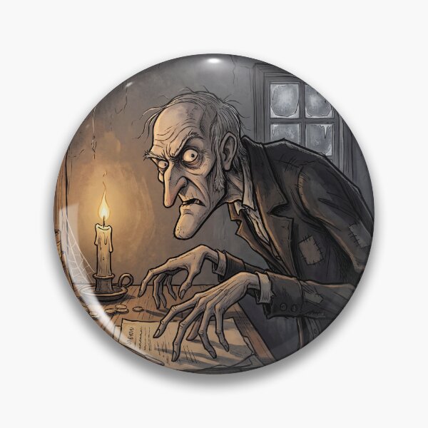 Artikelvorschau, Ebenezer Scrooge in seinem Kontor (Illustration aus „Eine Weihnachtsgeschichte“, gotisch) entworfen und verkauft von Vintage Designs +.